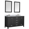 ANZZI Chateau 60" W x 22" D Bathroom Vanity Set In Black with Carrara Marble Top with White Sink - VT-MRCT0060-BK