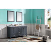 ANZZI Chateau 60" W x 22" D Bathroom Bath Vanity Set In Gray with Carrara Marble Top with White Sink - VT-MRCT0060-GY