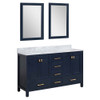 ANZZI Chateau 60" W x 22" D Bathroom Vanity Set In Navy Blue with Carrara Marble Top with White Sink - VT-MRCT0060-NB