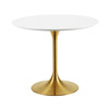 Modway Lippa 36" Round Wood Dining Table EEI-3209-GLD-WHI Gold White
