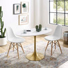 Modway Lippa 48" Oval Wood Dining Table EEI-3215-GLD-WHI Gold White