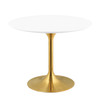 Modway Lippa 40" Round Wood Dining Table EEI-3226-GLD-WHI Gold White