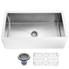 ANZZI Apollo Series Farmhouse Solid Surface 36" 0-Hole Single Bowl Kitchen Sink with Stainless Steel Interior In Matte White - K-AZ271-A1