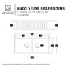 ANZZI Petima Farmhouse Reversible Apron Front Solid Surface 35" Double Basin Kitchen Sink In White - K-AZ8323