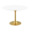 Modway Lippa 47" Round Wood Dining Table EEI-3227-GLD-WHI Gold White