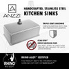 ANZZI Vanguard Undermount Stainless Steel 23" Single Bowl Kitchen Sink And Faucet Set with Opus Faucet In Polished Chrome - KAZ2318-035