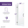 ANZZI Passion Series 30" By 72" Frameless Hinged Shower Door In Chrome with Handle - SD-AZ8075-02CH