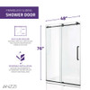 ANZZI Maverick Series 60" By 72" Frameless Hinged Alcove Shower Door In Polished Chrome with Handle - SDR-AZ8073-01CH