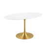 Modway Lippa 60" Oval Wood Dining Table EEI-3254-GLD-WHI Gold White