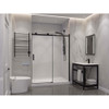 ANZZI Rhodes Series 48" x 76" Frameless Sliding Shower Door with Handle In Matte Black - SD-FRLS05701MB