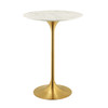 Modway Lippa 28" Artificial Marble Bar Table EEI-3264-GLD-WHI Gold White