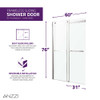 ANZZI Kahn Series 60" x 76" Frameless Sliding Shower Door with Horizontal Handle In Chrome - SD-FRLS05802CH