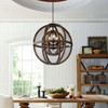 Modway Gravitate Globe Rustic Oak Wood Pendant Light Chandelier EEI-3271