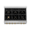 ZLINE Autograph Edition 36" Porcelain Rangetop with 6 Gas Burners in Stainless Steel and Champagne Bronze Accents RTZ-36-CB