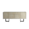Manhattan Comfort 1023851 Celine 70.86 Buffet Stand with Push to Open Doors and Steel Legs in Off White and Nude Mosaic Wood