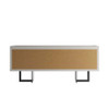 Manhattan Comfort 1023851 Celine 70.86 Buffet Stand with Push to Open Doors and Steel Legs in Off White and Nude Mosaic Wood