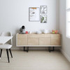 Manhattan Comfort 1023851 Celine 70.86 Buffet Stand with Push to Open Doors and Steel Legs in Off White and Nude Mosaic Wood