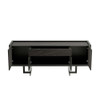 Manhattan Comfort 1023852 Celine 70.86 Buffet Stand with Push to Open Doors and Steel Legs in Black and Black Marble