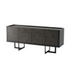 Manhattan Comfort 1023852 Celine 70.86 Buffet Stand with Push to Open Doors and Steel Legs in Black and Black Marble