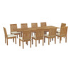 Modway Marina 11 Piece Outdoor Patio Teak Outdoor Dining Set EEI-3282-NAT-WHI-SET Natural White