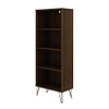 Manhattan Comfort 139GMC5 Rockefeller Bookcase 1.0 with 4 Shelves and Metal Legs in Brown