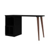 Manhattan Comfort 15PMC70 Hampton 53.54 Home Office Desk with 3 Cubby Spaces and Solid Wood Legs in Black