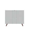 Manhattan Comfort 16PMC1 Hampton 39.37 Buffet Stand Cabinet with 7 Shelves and Solid Wood Legs in White