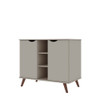 Manhattan Comfort 16PMC6 Hampton 39.37 Buffet Stand Cabinet with 7 Shelves and Solid Wood Legs in Off White