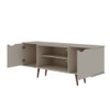 Manhattan Comfort 17PMC6 Hampton 62.99 TV Stand with 4 Shelves and Solid Wood Legs in Off White