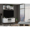 Manhattan Comfort 18PMC1 Hampton 53.54 TV Stand with 4 Shelves and Solid Wood Legs in White