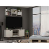 Manhattan Comfort 18PMC6 Hampton 53.54 TV Stand with 4 Shelves and Solid Wood Legs in Off White
