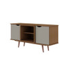 Manhattan Comfort 18PMC11 Hampton 53.54 TV Stand with 4 Shelves and Solid Wood Legs in Off White and Maple Cream
