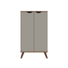 Manhattan Comfort 20PMC11 Hampton Shoe Closet with 4 Shelves Solid Wood Legs in Off White and Maple Cream