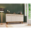 Manhattan Comfort 232BMC12 Yonkers 62.99 Sideboard with Solid Wood Legs and 2 Cabinets in Off White and Cinnamon