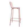 Manhattan Comfort 2-198AMC6 Madeline 41.73"  Barstool, Set of 2 with Seat Cushion in Rose Pink Gold and White