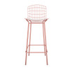 Manhattan Comfort 2-198AMC6 Madeline 41.73"  Barstool, Set of 2 with Seat Cushion in Rose Pink Gold and White