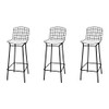 Manhattan Comfort 3-198AMC4 Madeline 41.73" Barstool, Set of 3 with Seat Cushion in Black and White