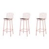 Manhattan Comfort 3-198AMC5 Madeline 41.73" Barstool, Set of 3 with Seat Cushion in Rose Pink Gold and Black