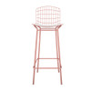 Manhattan Comfort 3-198AMC6 Madeline 41.73" Barstool, Set of 3 with Seat Cushion in Rose Pink Gold and White