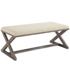 Modway Province Vintage French X-Brace Upholstered Fabric Bench EEI-3371-BEI Beige