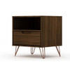 Manhattan Comfort 101GMC5 Rockefeller 1.0 Mid-Century- Modern Nightstand with 1-Drawer in Brown