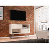 Manhattan Comfort 215BMC1 Baxter Mid-Century- Modern 35.43" TV Stand with 4 Shelves in Off White