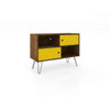 Manhattan Comfort 215BMC94 Baxter Mid-Century- Modern 35.43" TV Stand with 4 Shelves in Rustic Brown and Yellow