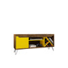 Manhattan Comfort 216BMC94 Baxter Mid-Century- Modern 53.54" TV Stand with Wine Rack in Rustic Brown and Yellow