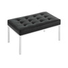 Modway Loft Tufted Medium Upholstered Faux Leather Bench EEI-3400-SLV-BLK Silver Black