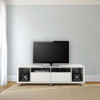 Manhattan Comfort 2-1548482252 Cabrini TV Stand and Floating Wall TV Panel with LED Lights 1.8 in White Gloss