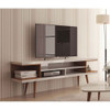 Manhattan Comfort 19752 Utopia 70.47" TV Stand with Splayed Wooden Legs and 4 Shelves in White Gloss and Maple Cream