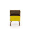 Manhattan Comfort 203AMC94 Liberty Mid-Century - Modern Nightstand 1.0 with 1 Cubby Space and 1 Drawer in Rustic Brown and Yellow