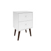 Manhattan Comfort 204AMC6 Liberty Mid-Century - Modern Nightstand 2.0 with 2 Full Extension Drawers in White with Solid Wood Legs