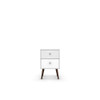 Manhattan Comfort 204AMC6 Liberty Mid-Century - Modern Nightstand 2.0 with 2 Full Extension Drawers in White with Solid Wood Legs